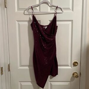 Elegant Burgundy Sequin Dress